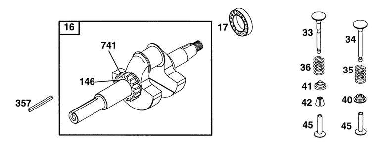 Crank Grp Diagram and Parts List for 252412-0728-XX  Briggs and Stratton Engine